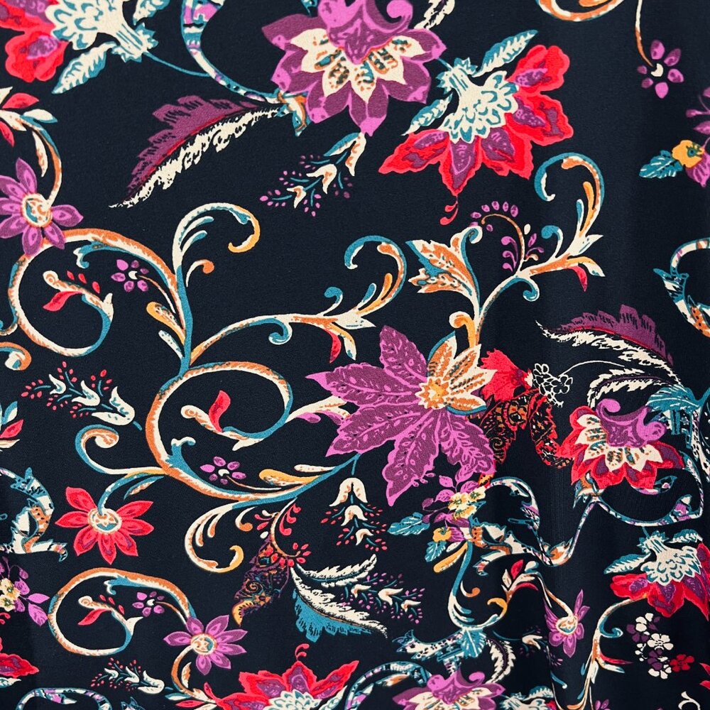 Elie Tahari Shirt Womens Medium Black Floral Long‎ Sleeve Stretch Blouse Top - Picture 3 of 10